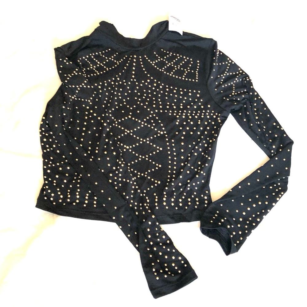 NWT Charlotte Russe Black Gold Stud Crop Top